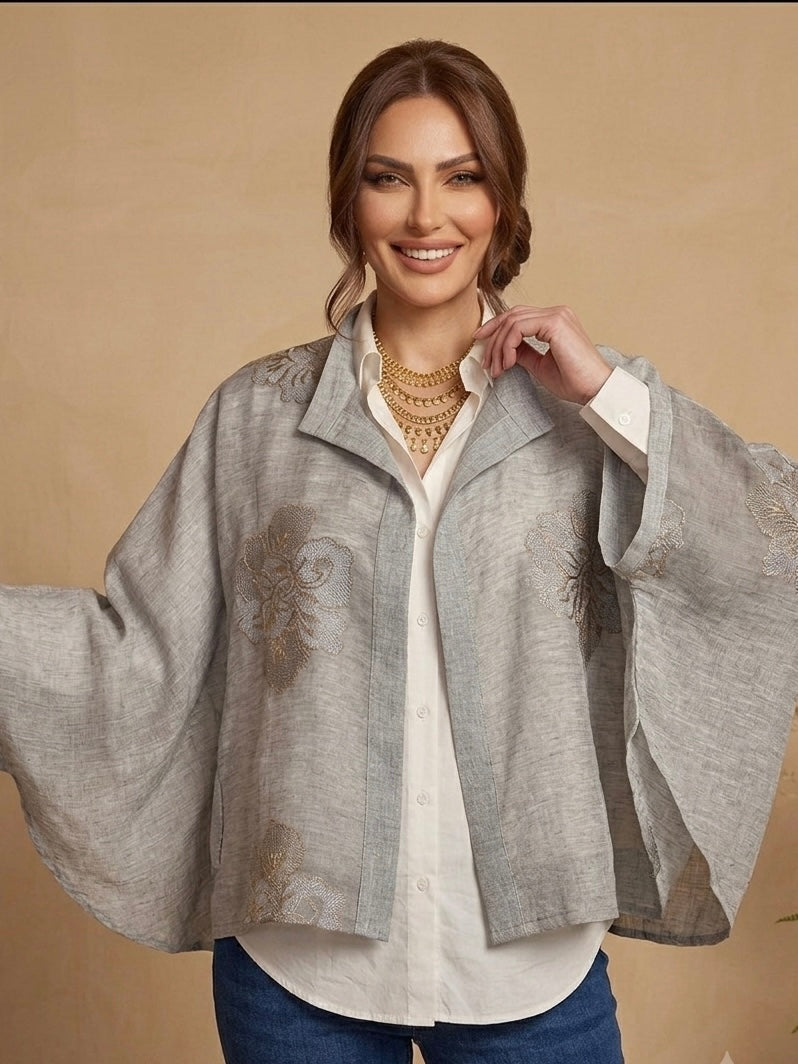 Grey orchid poncho