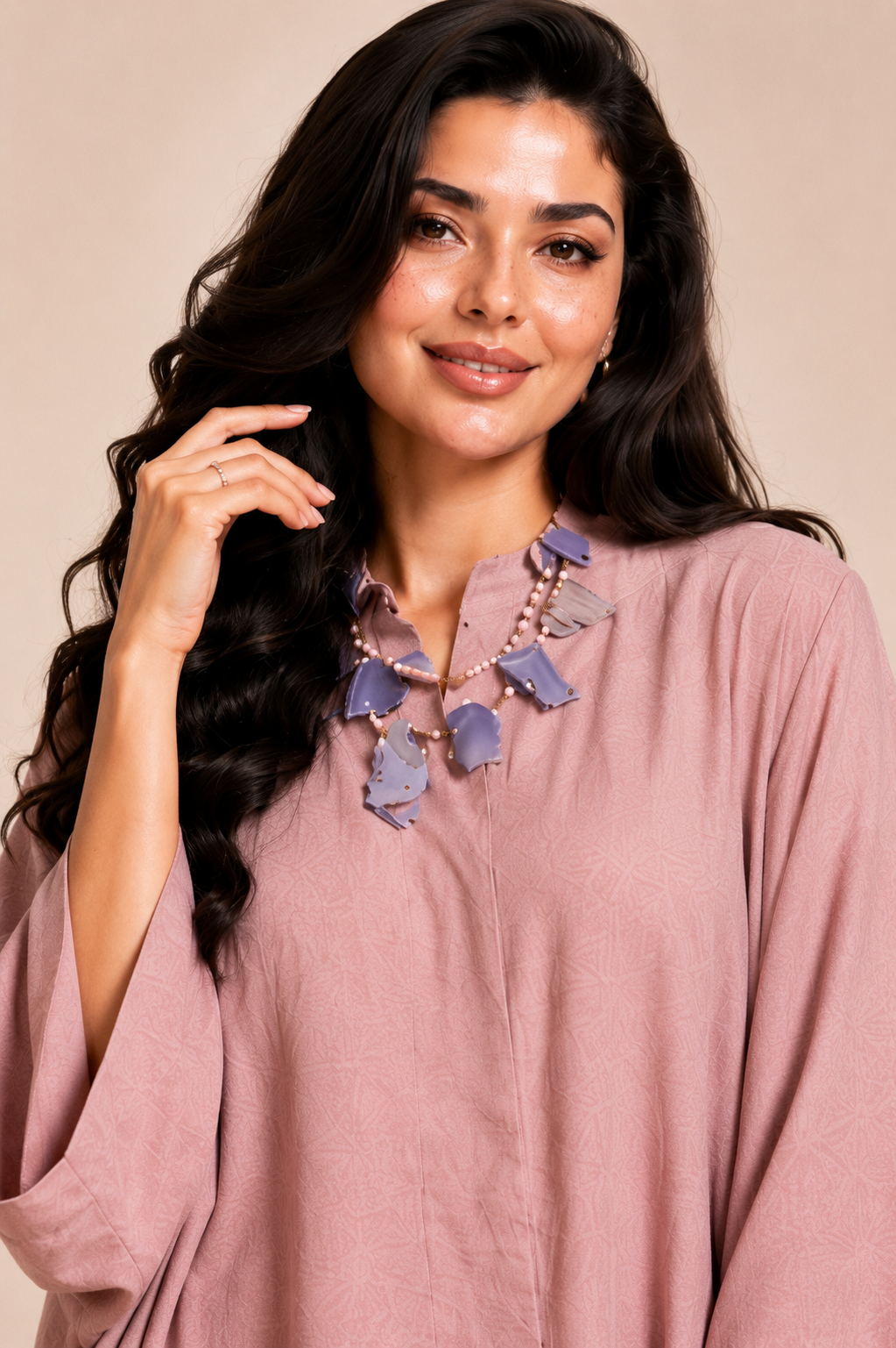 Washed mauve silk set