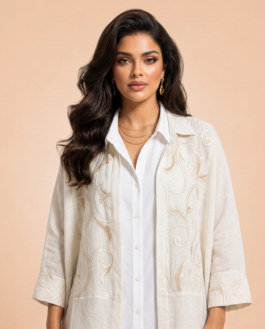 Embroidered beige