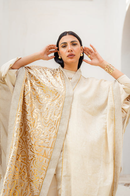Golden Linen Kaftan - Beige