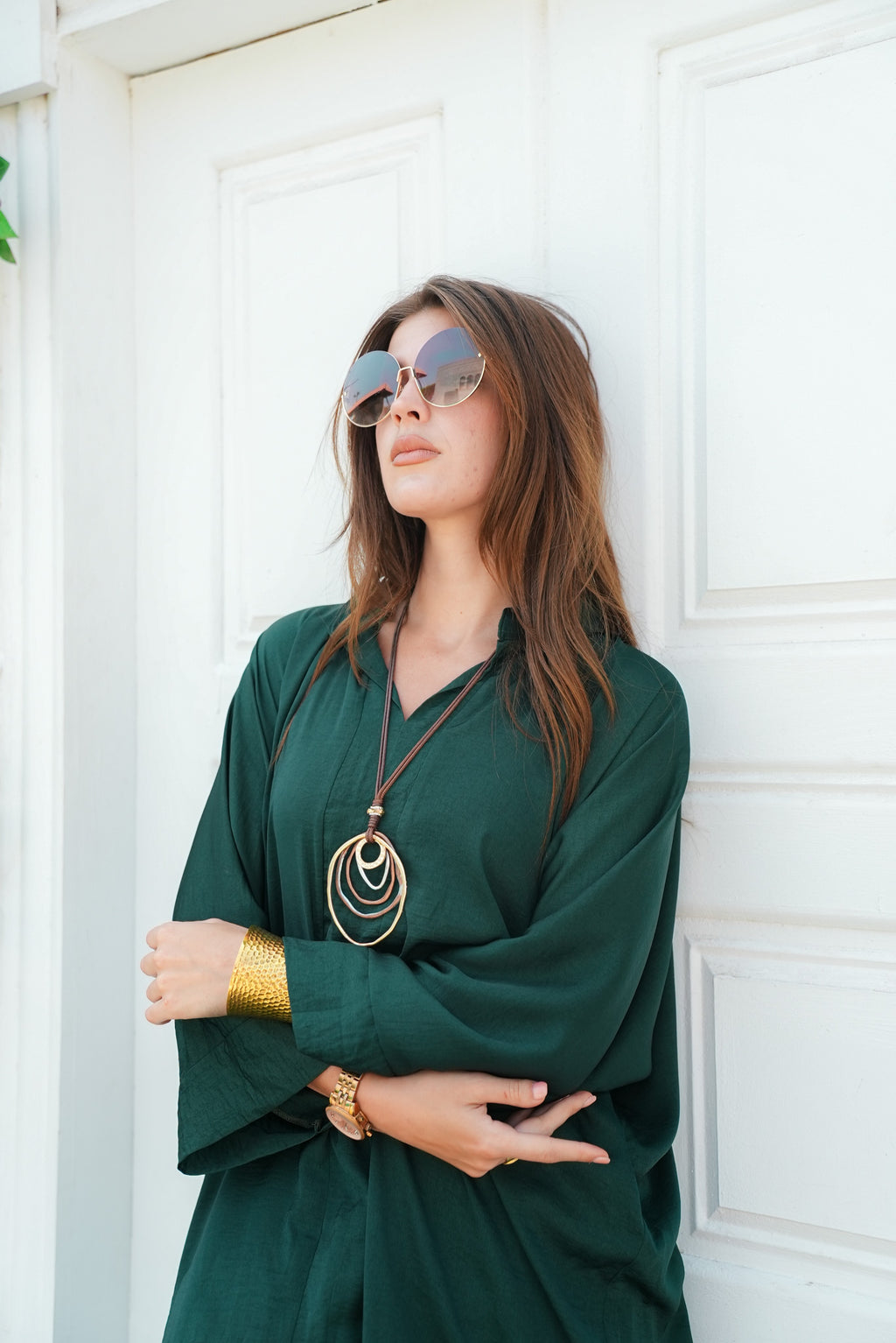 silk dark green set