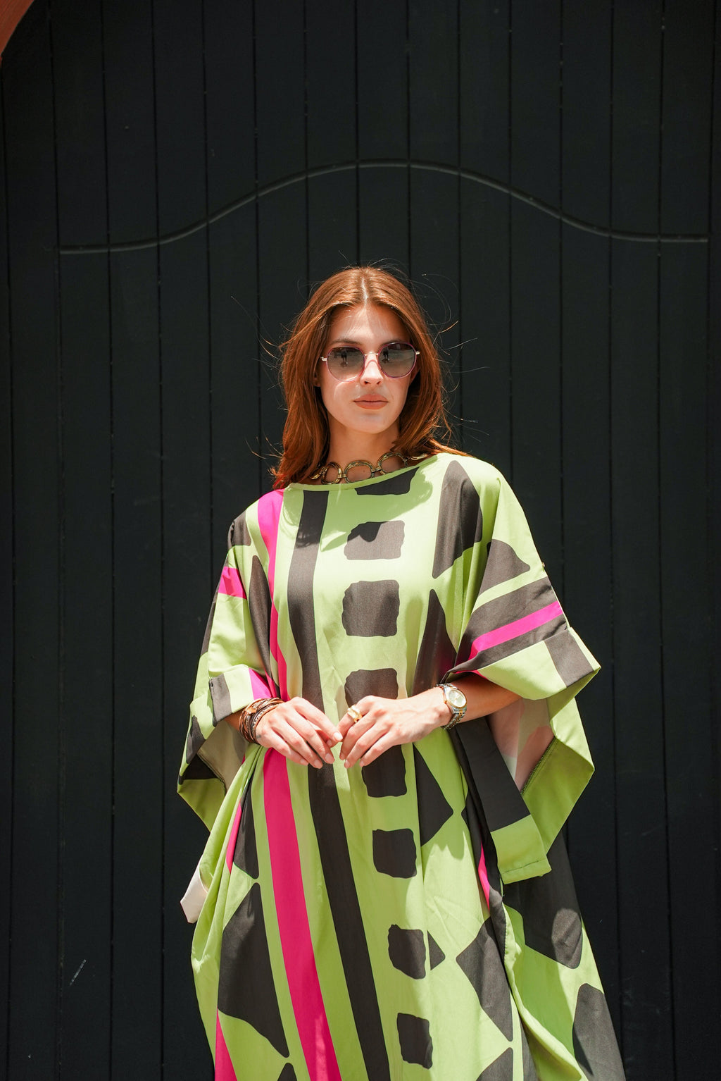lime printed dress