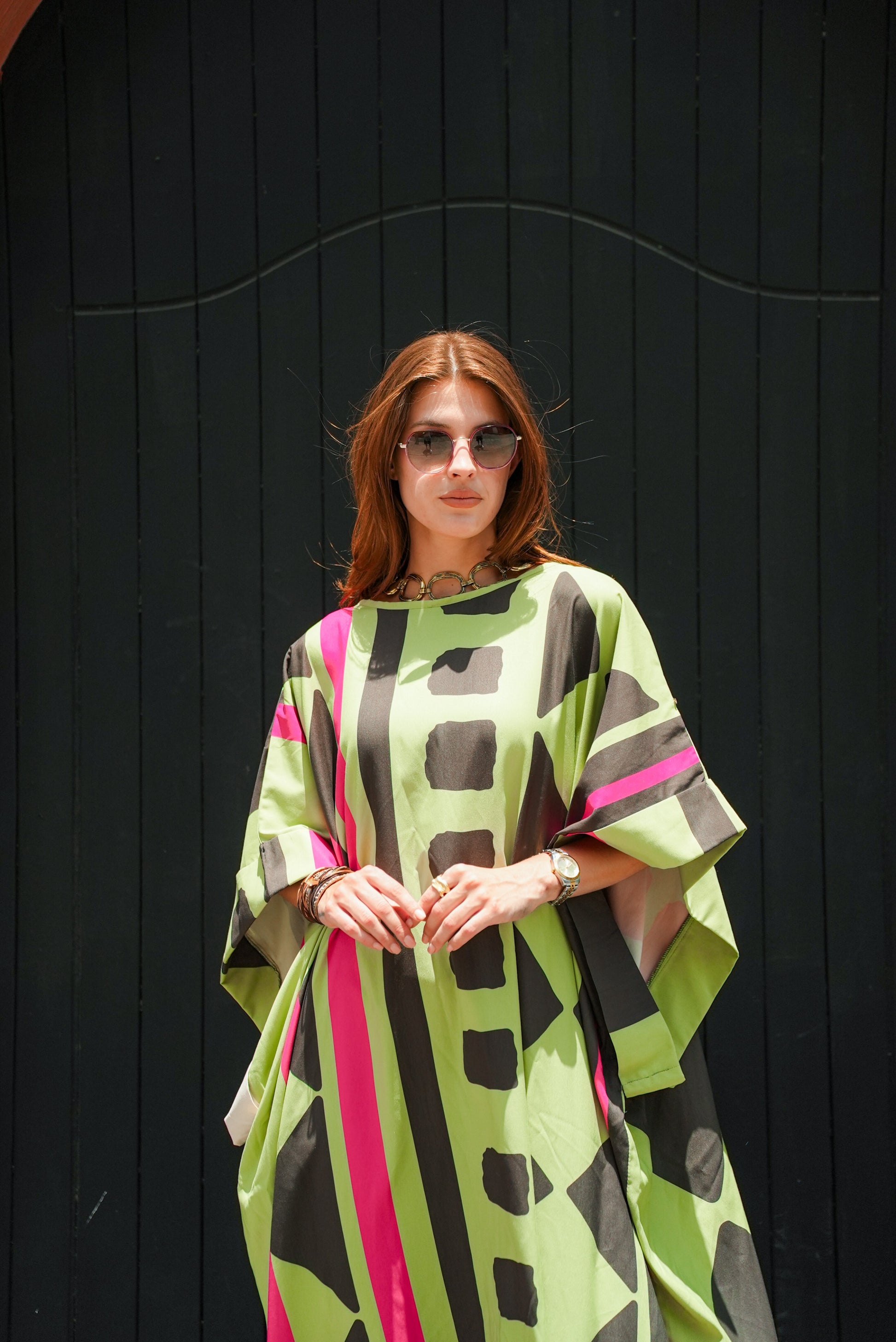 lime printed dress