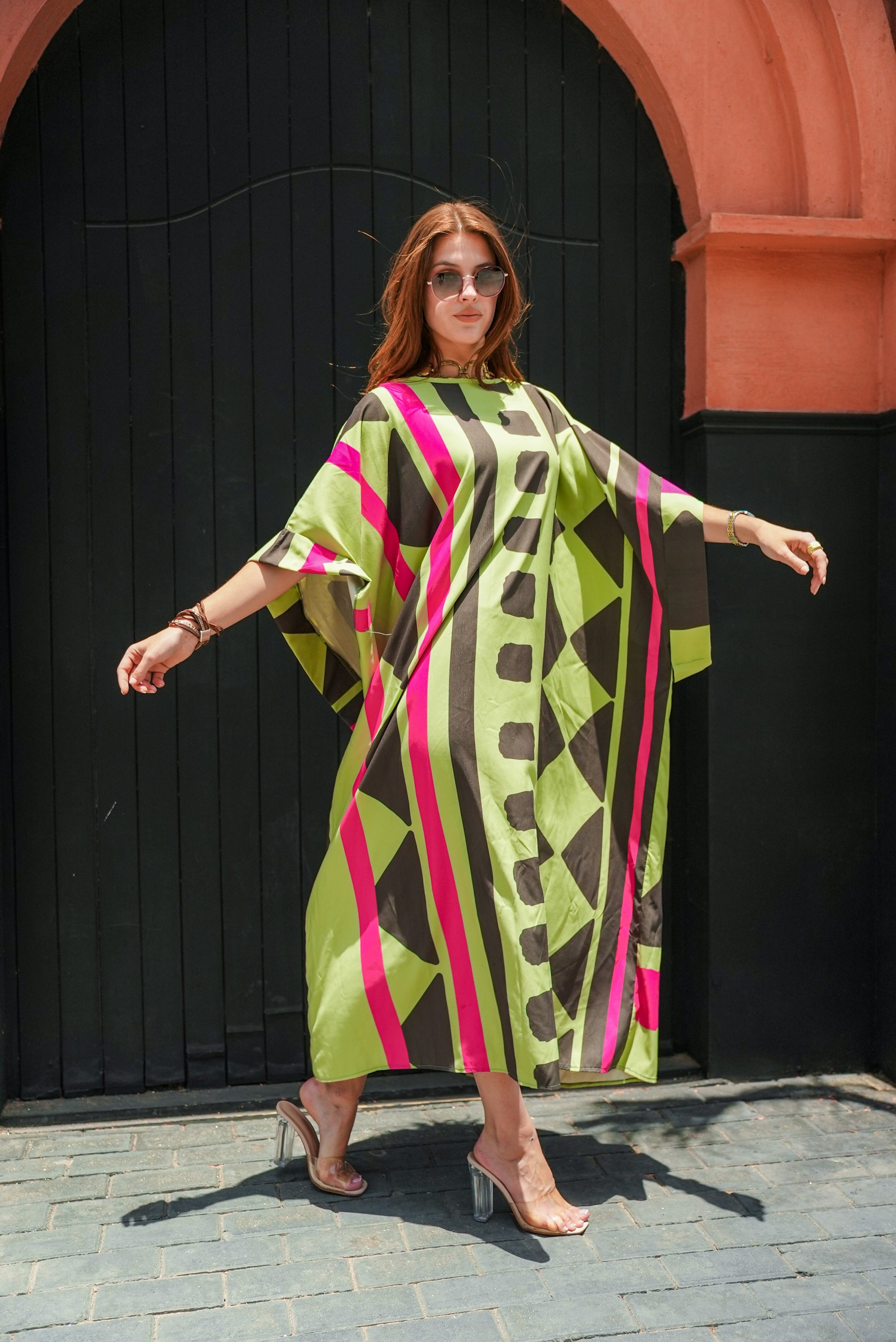 lime printed dress