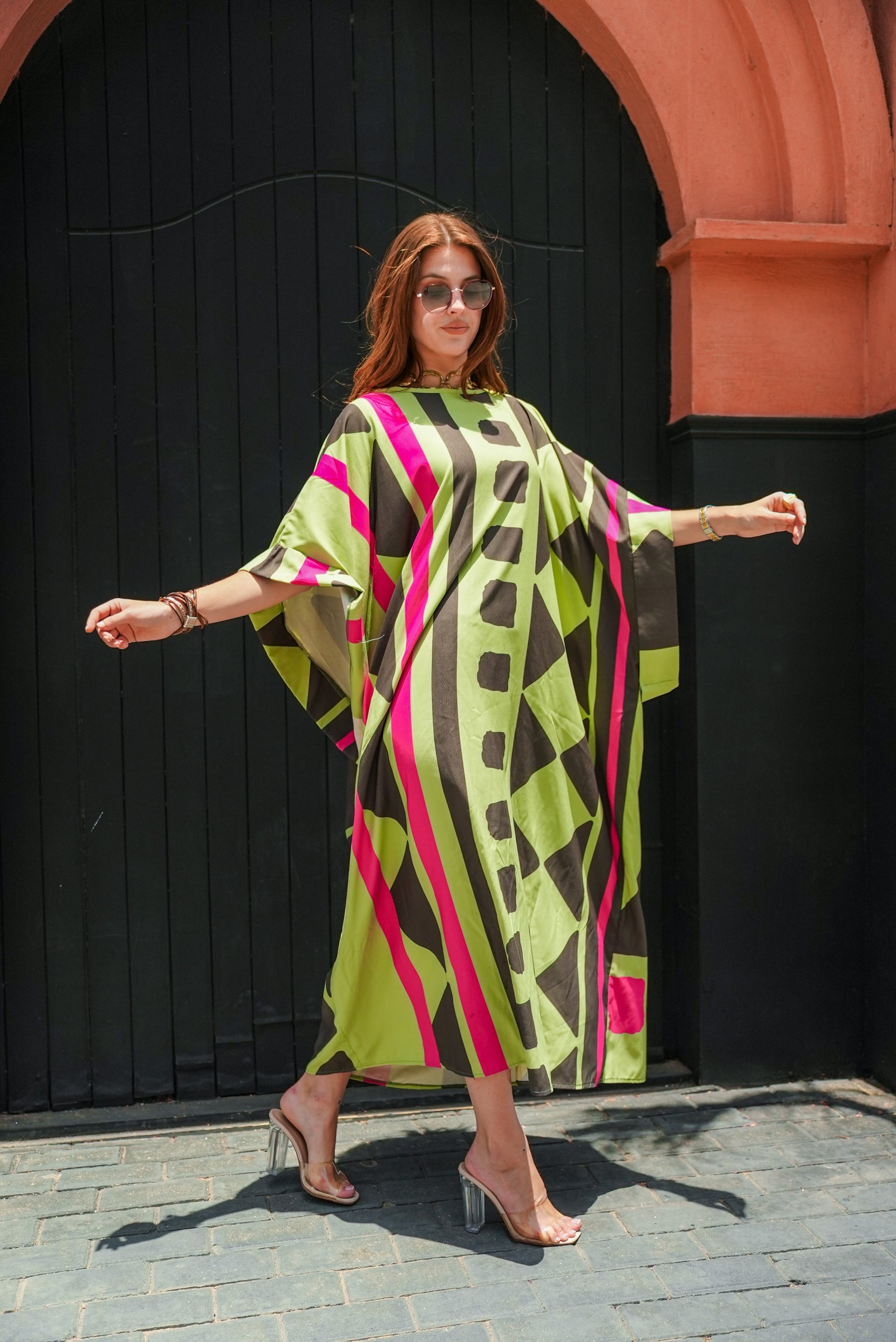 lime printed dress