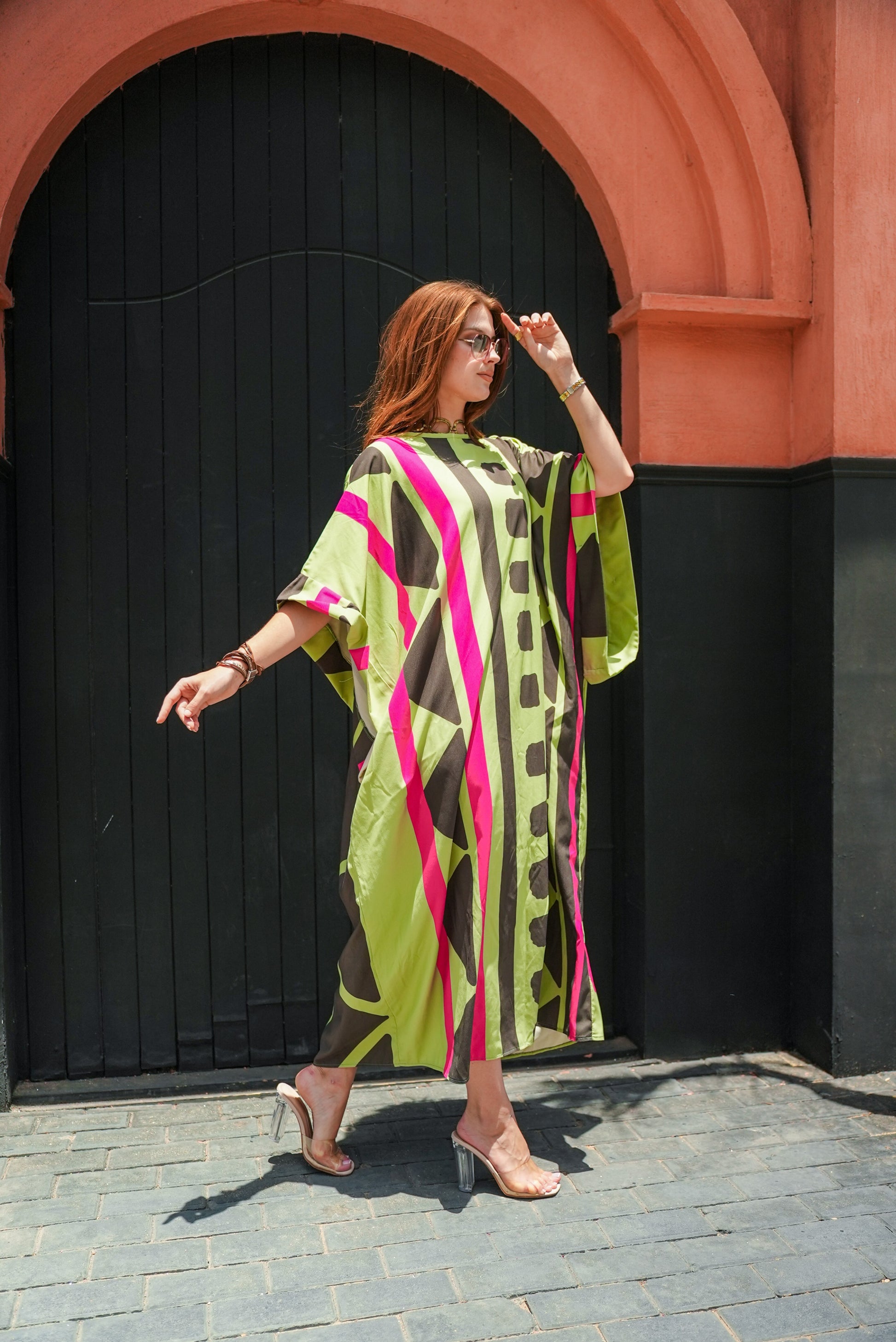 lime printed dress