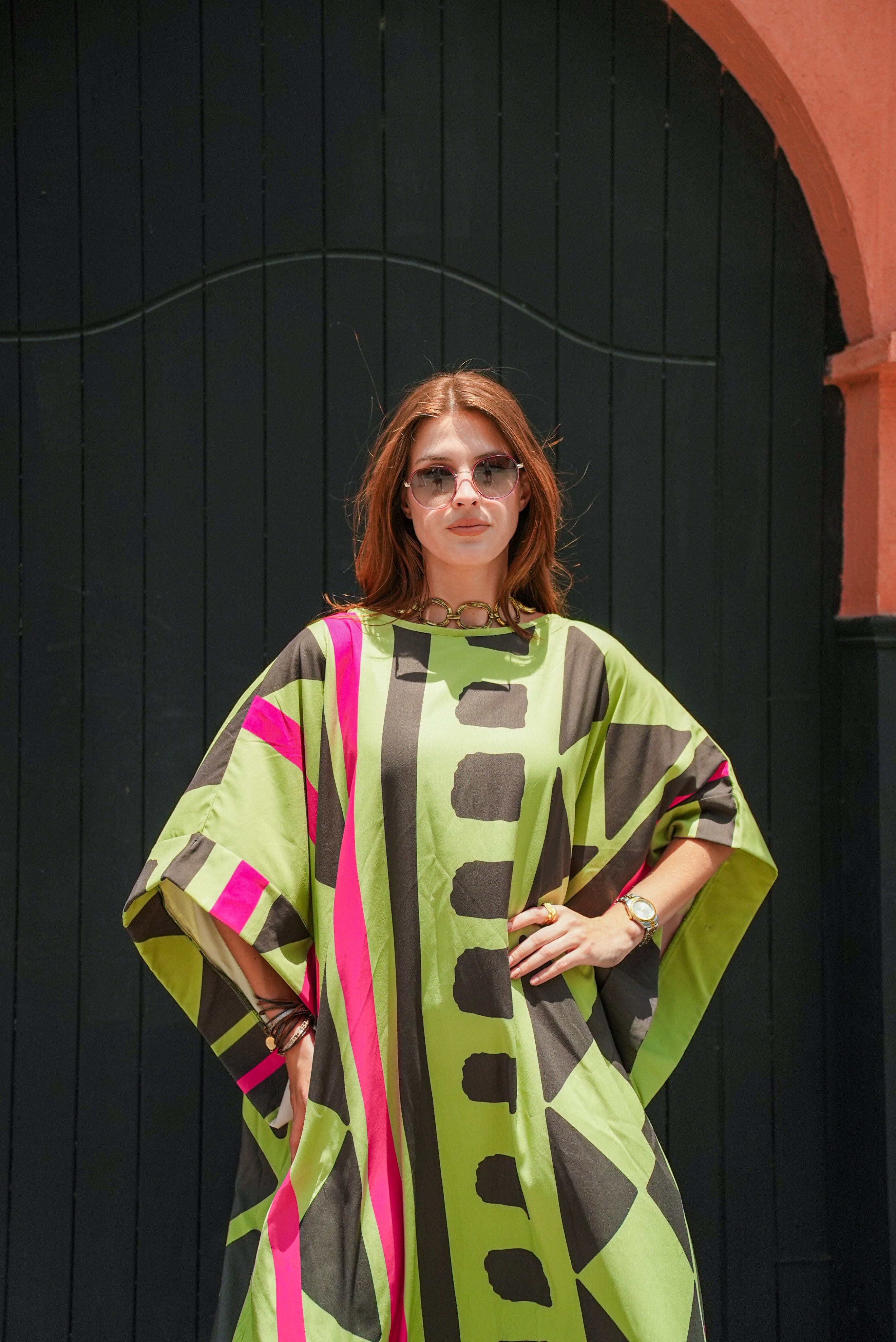 lime printed dress