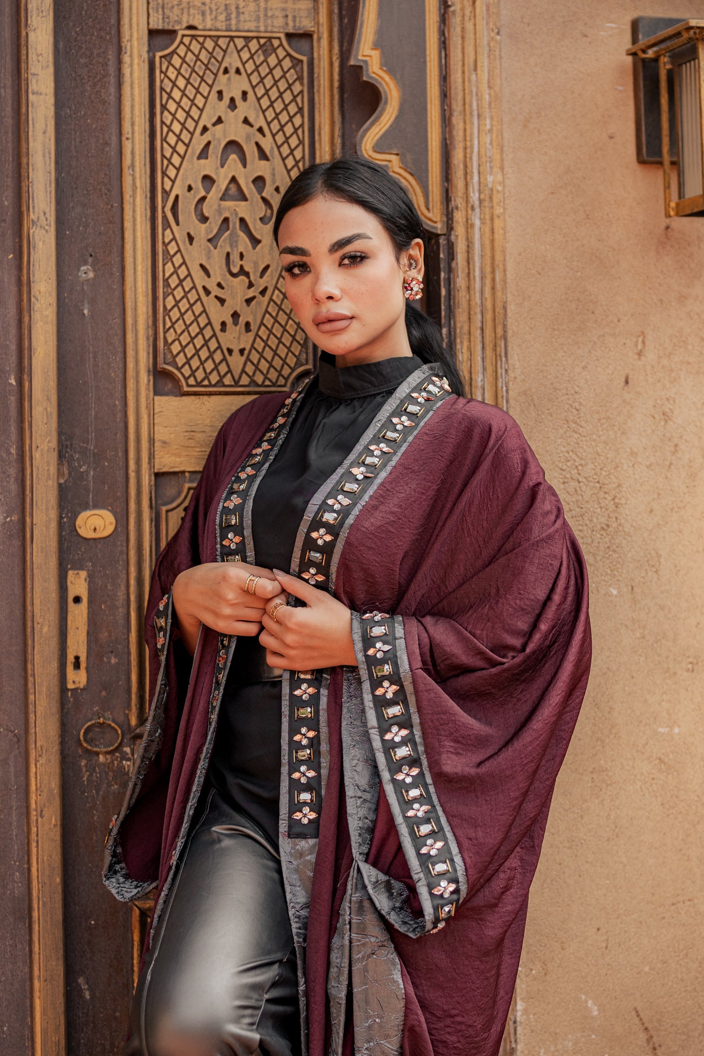 Burgundy Linen Kaftan