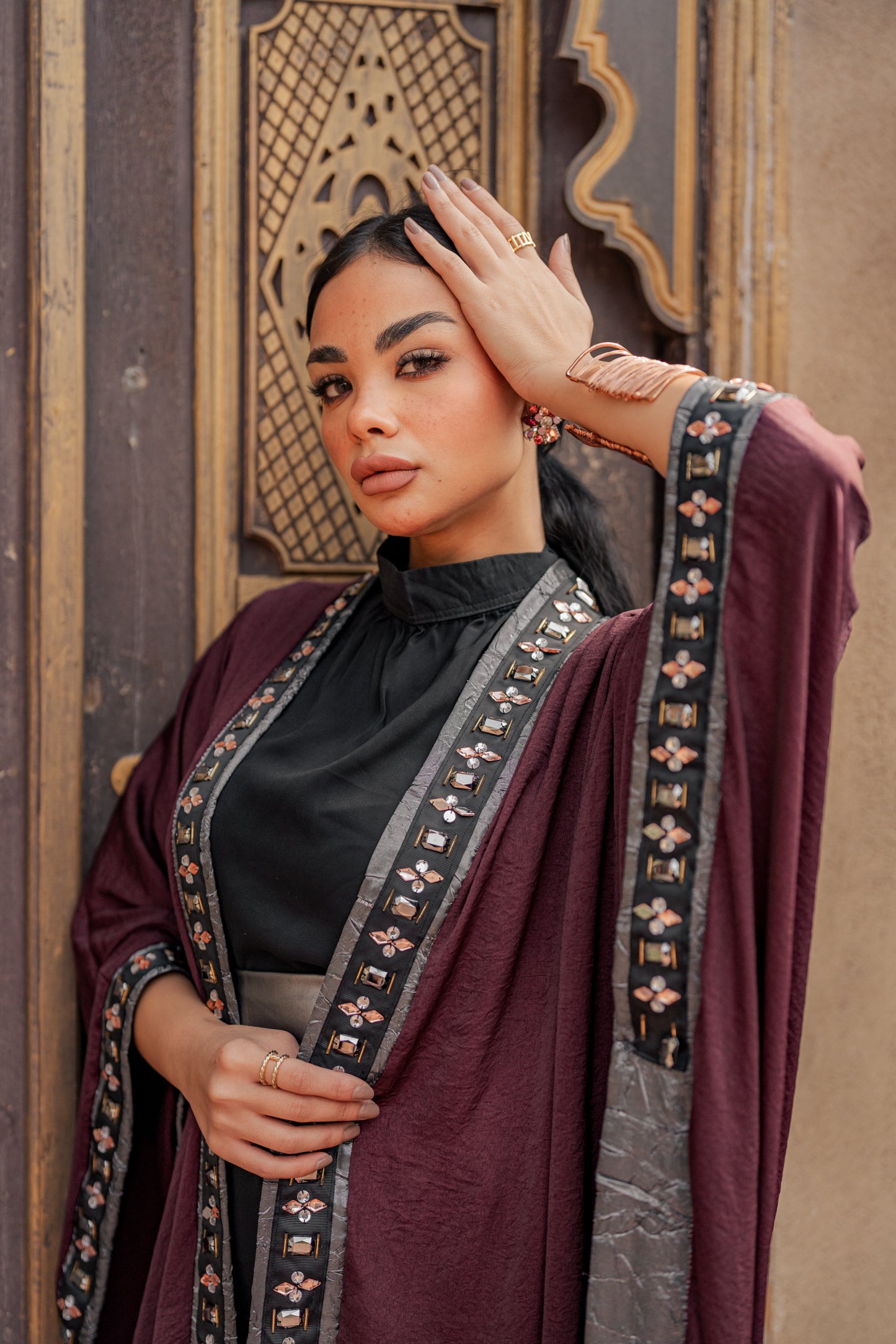 Burgundy Linen Kaftan