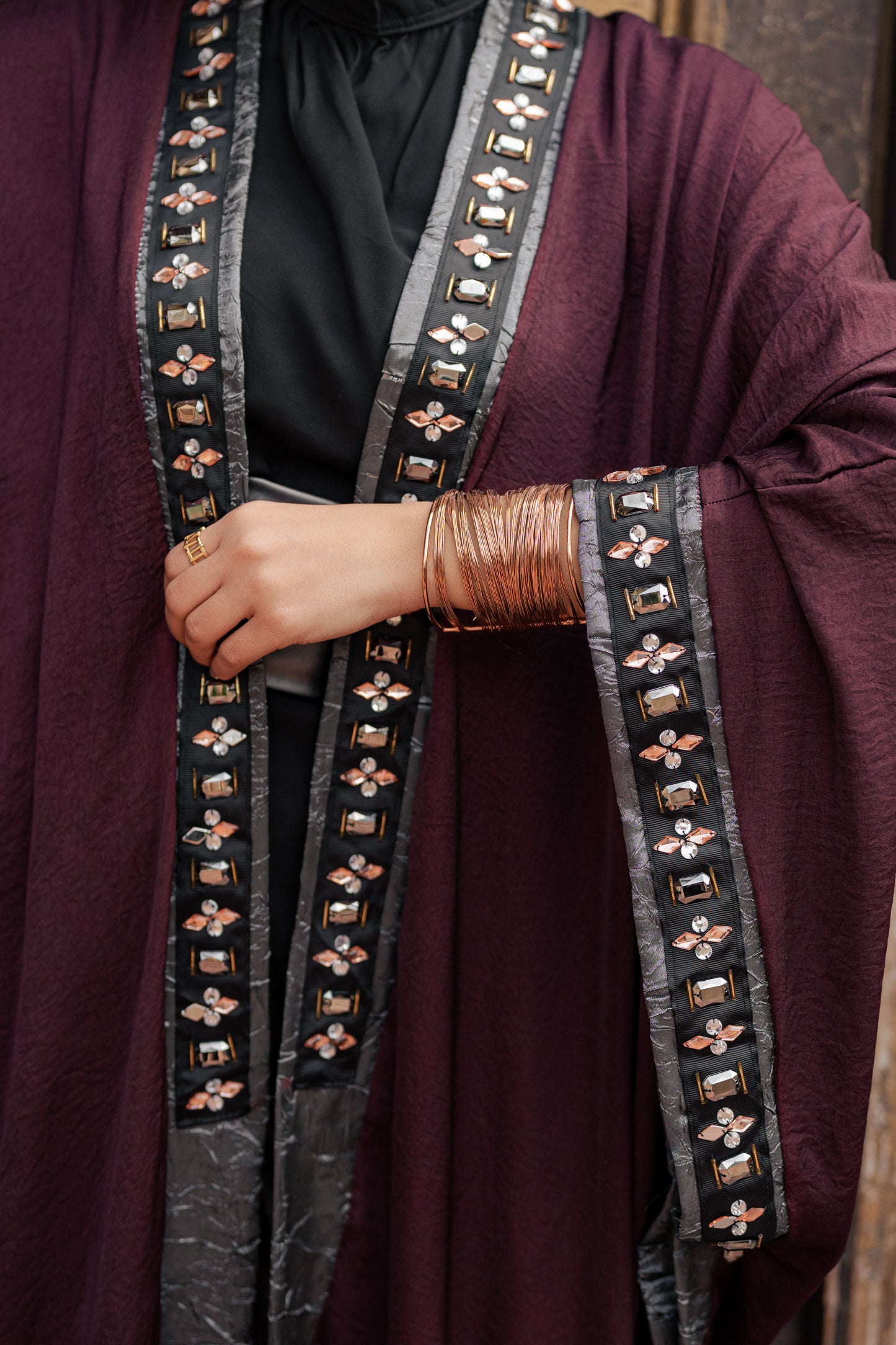 Burgundy Linen Kaftan