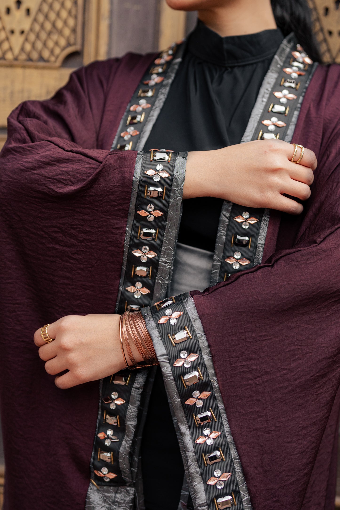 Burgundy Linen Kaftan