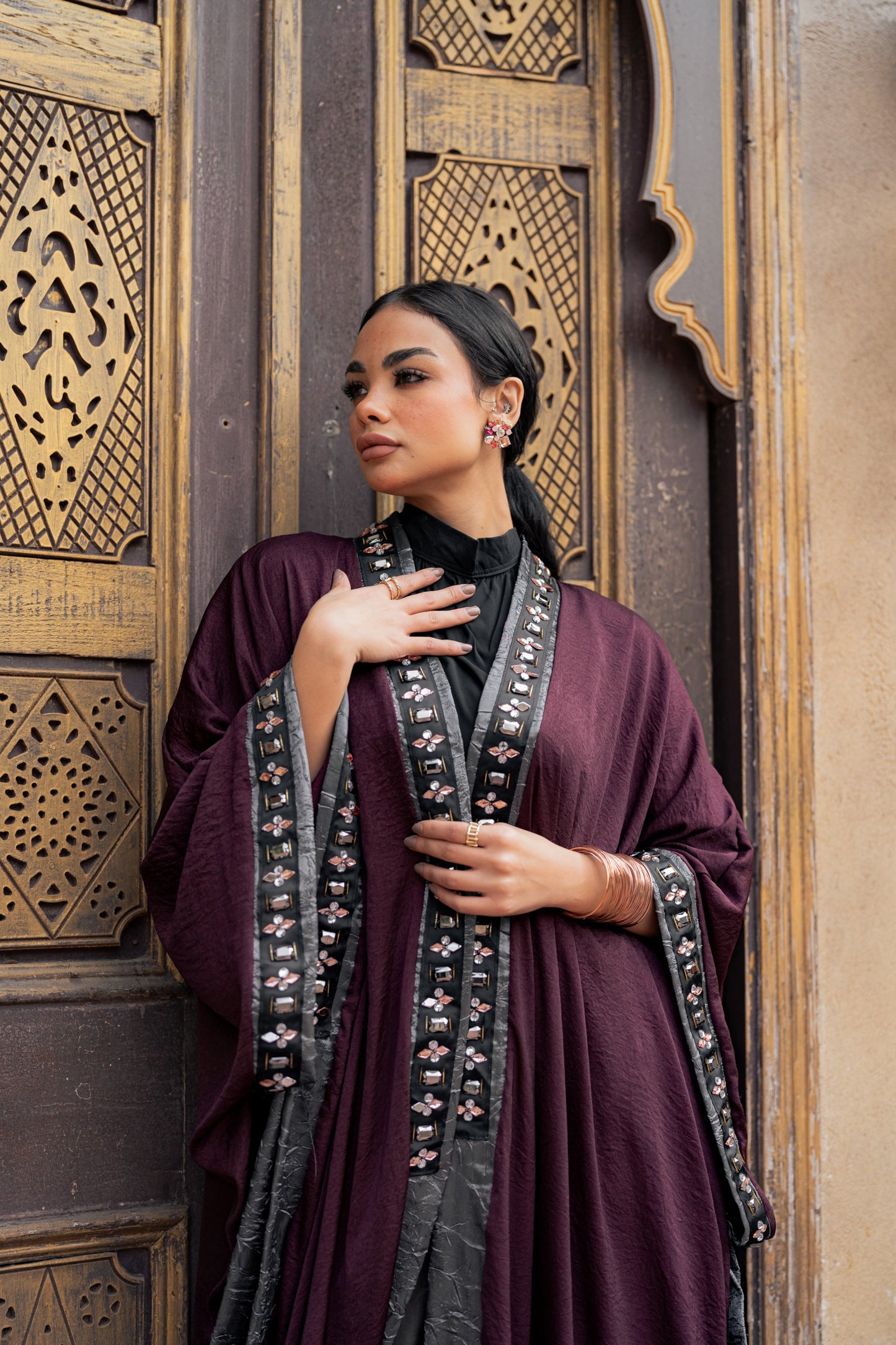 Burgundy Linen Kaftan