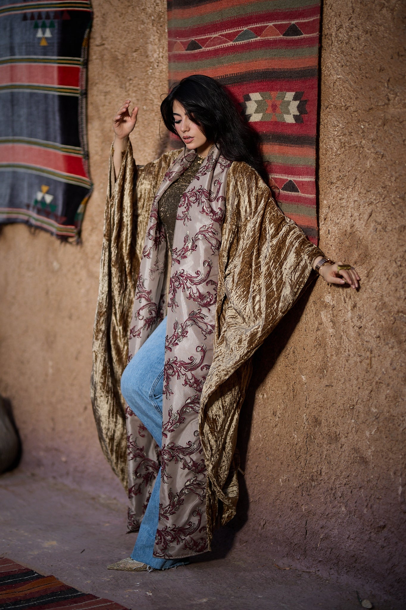 Velvet beige cardigan