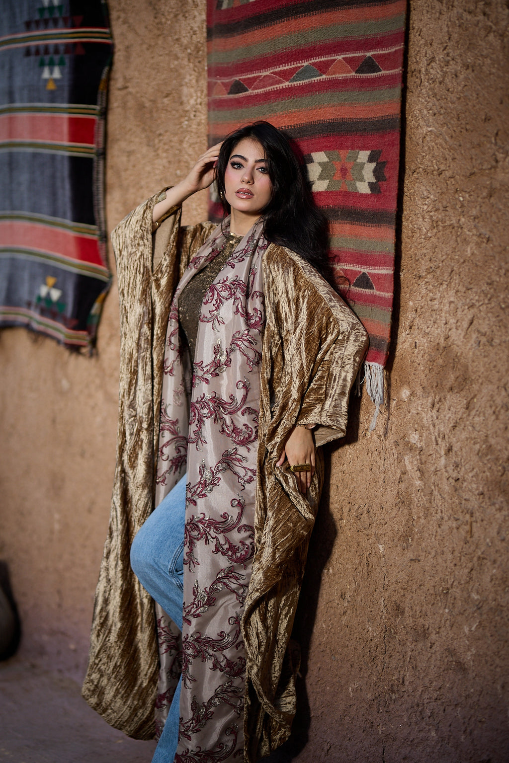 Velvet beige cardigan