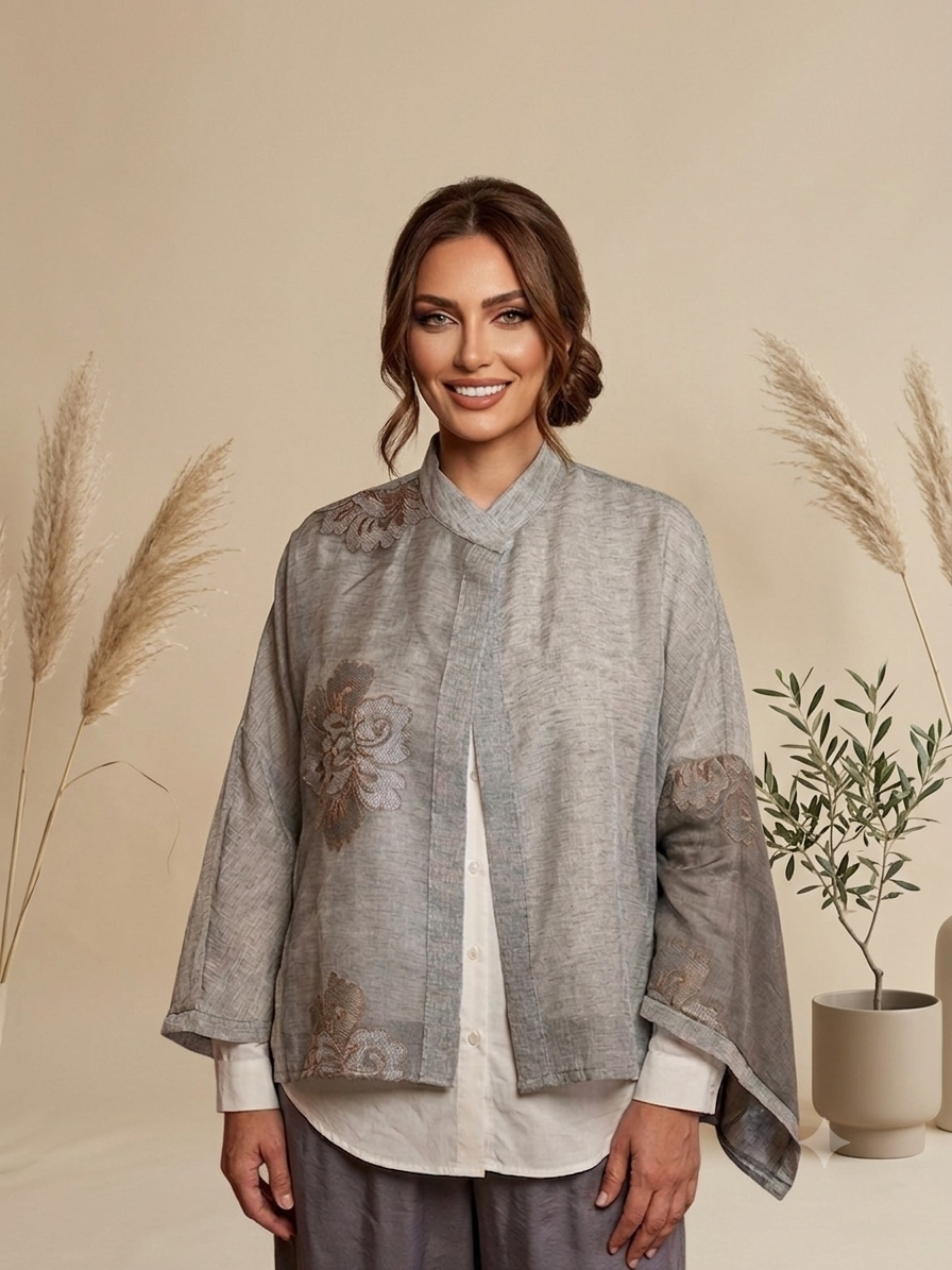 Grey orchid poncho