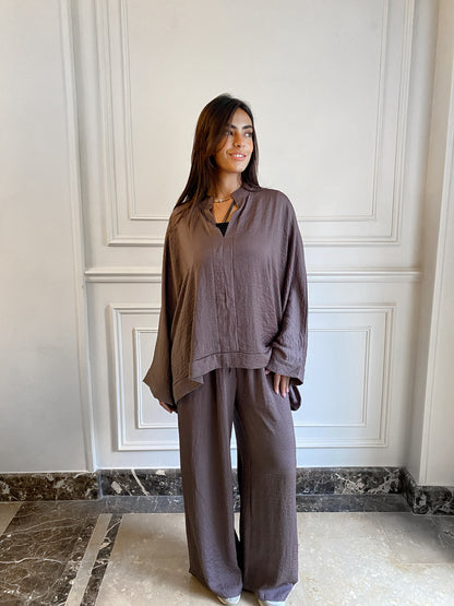 brown silk set