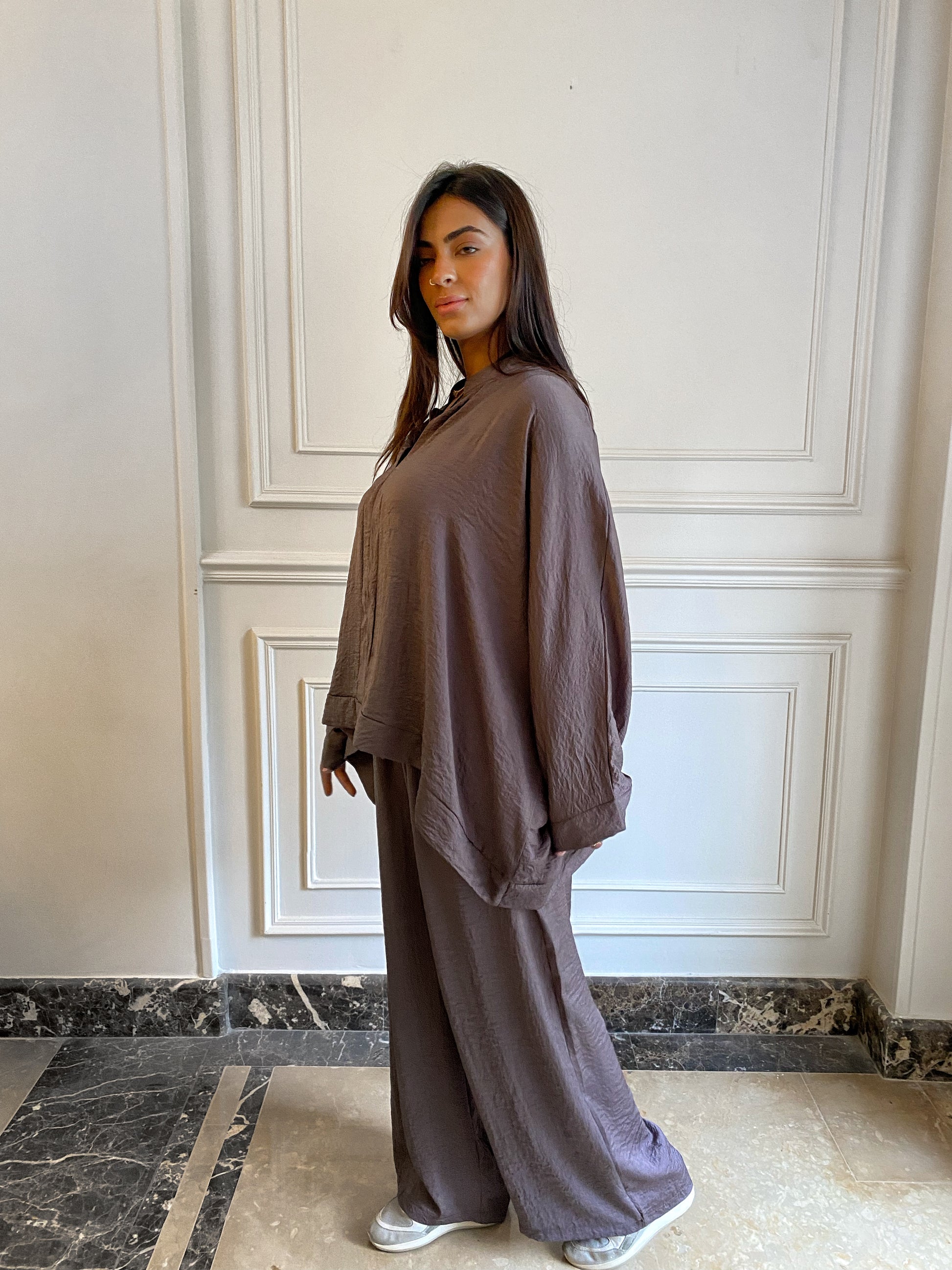 brown silk set