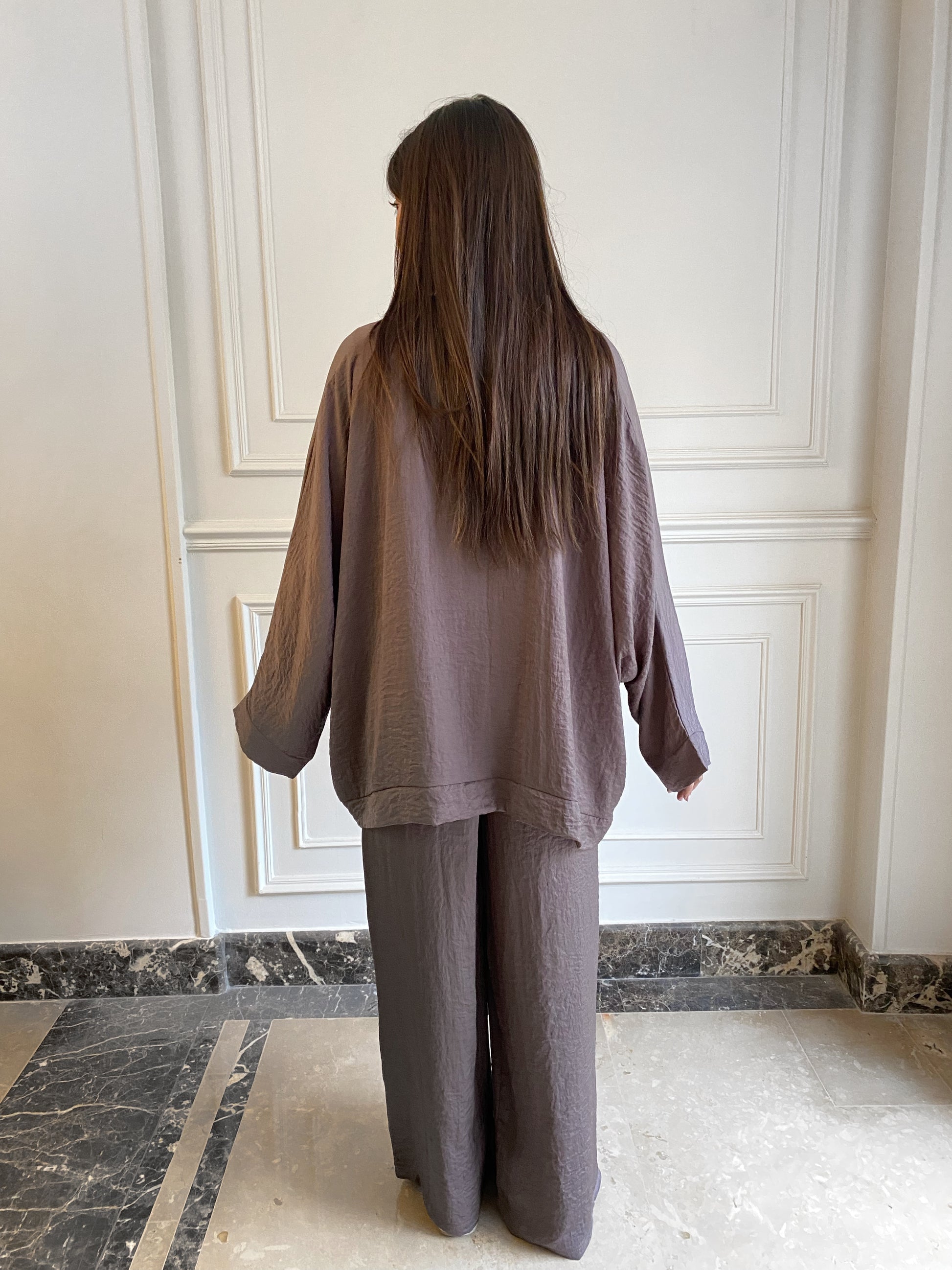 brown silk set