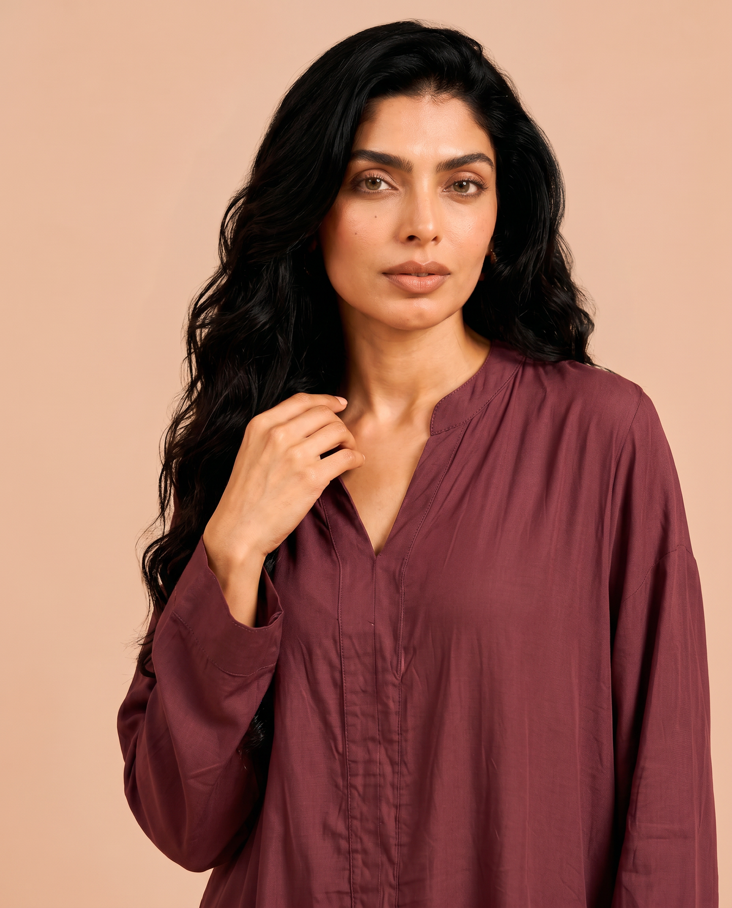 washed silk set burgandy