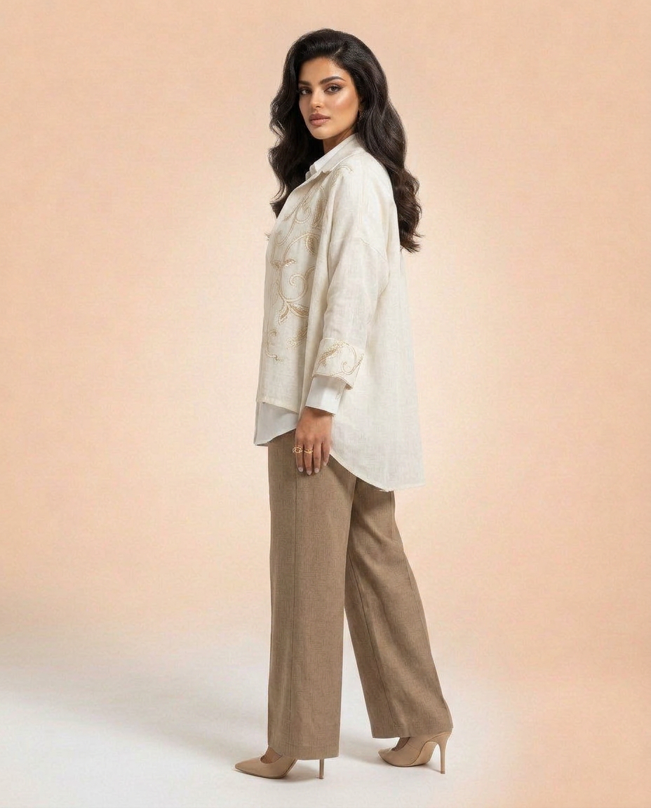 Embroidered beige