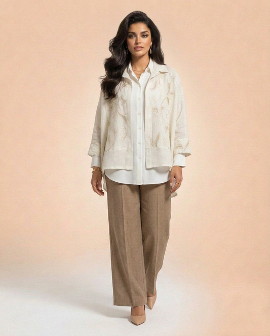 Embroidered beige